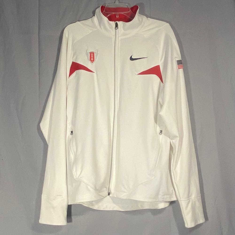 Nike USA Paralympics Track Jacket Full Zip Red White Blue Emblem Logo Sz Large